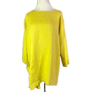CTC Linens Size L Chartreuse Yellow-Green Tunic Top Lagenlook Pocket